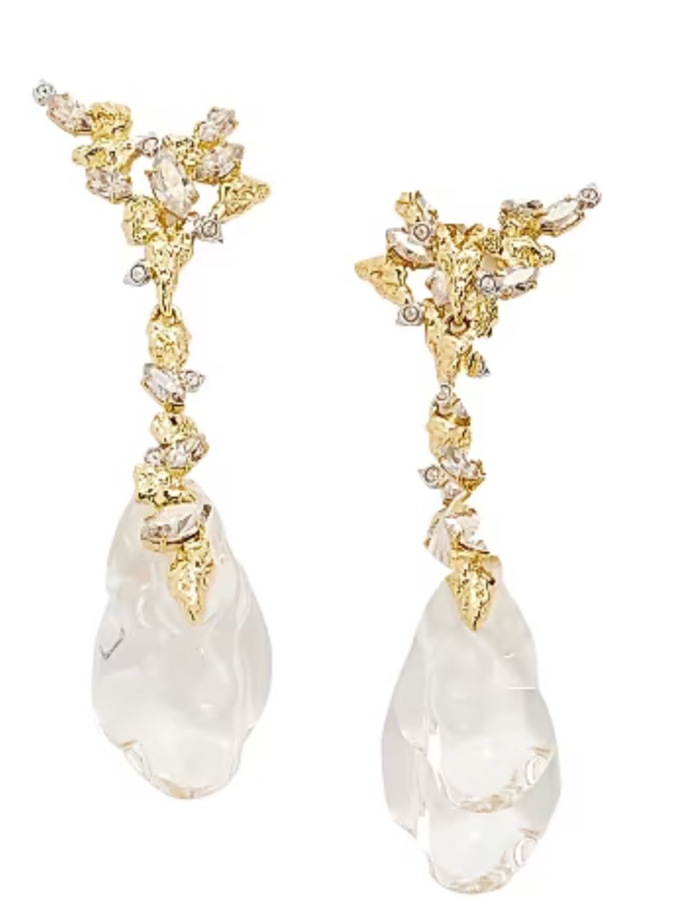 Alexis Bittar Gold and Clear Crystal Drop Earrings